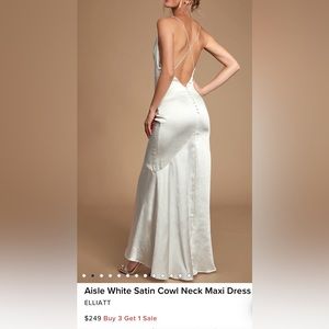 Aisle White Satin Cowl Neck Maxi Dress